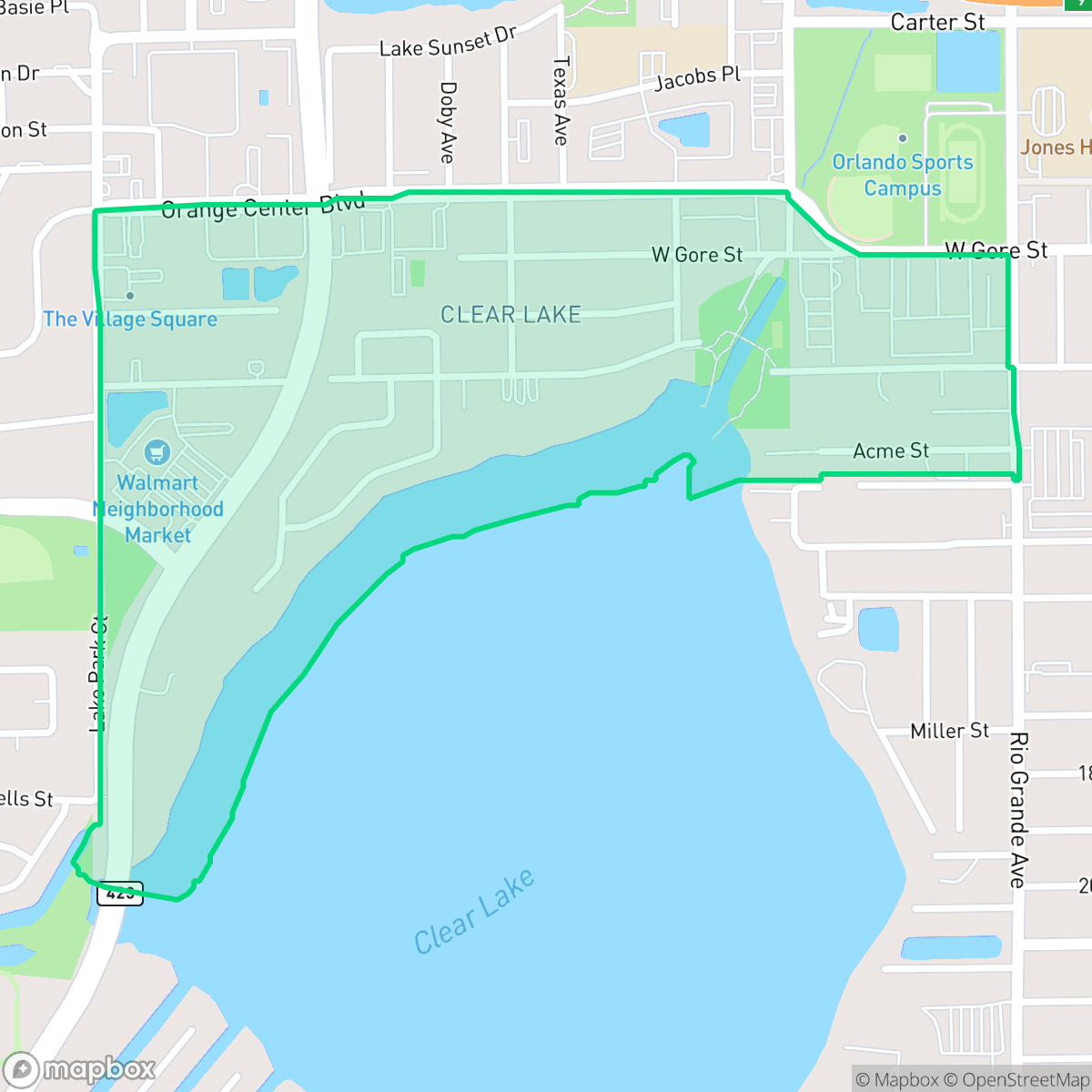 Map showing the location of Clear Lake, Orlando, FL