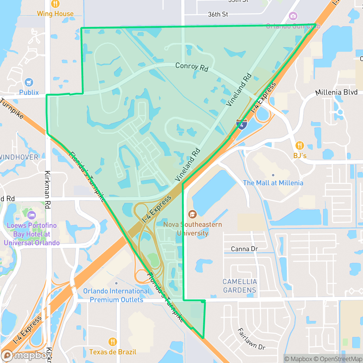 Map showing the location of Florida Center North, Orlando, FL