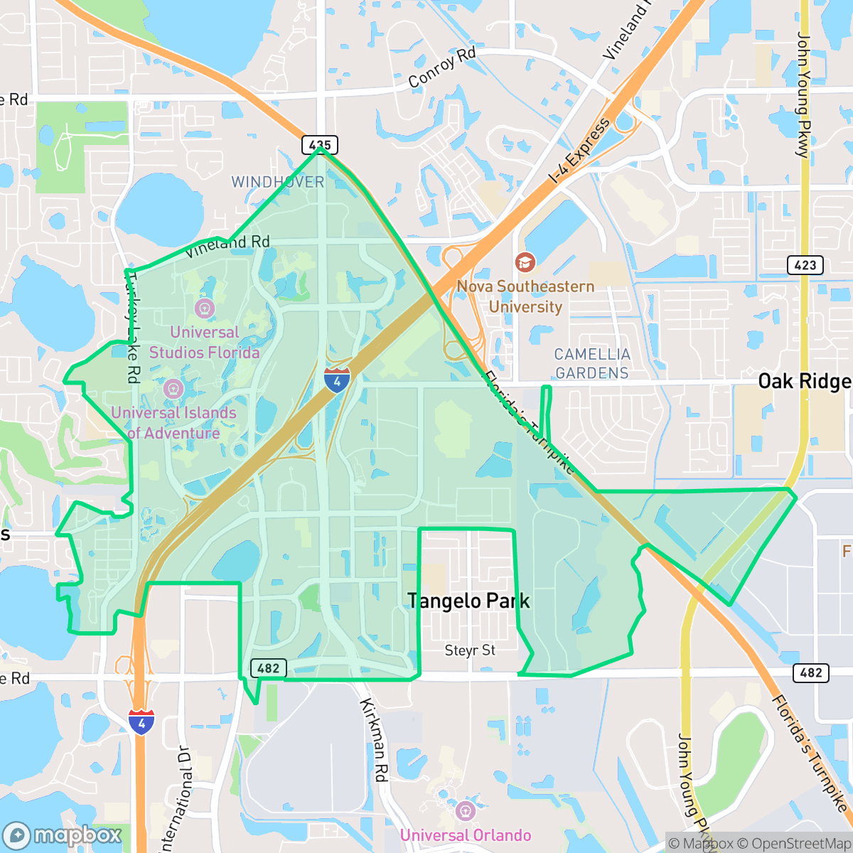 Map showing the location of Florida Center, Orlando, FL