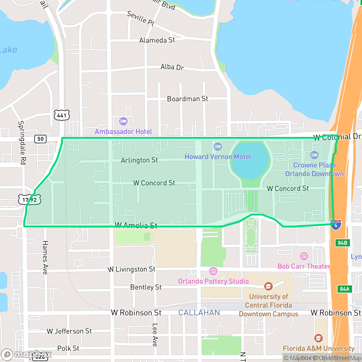 Map showing the location of Lake Dot, Orlando, FL