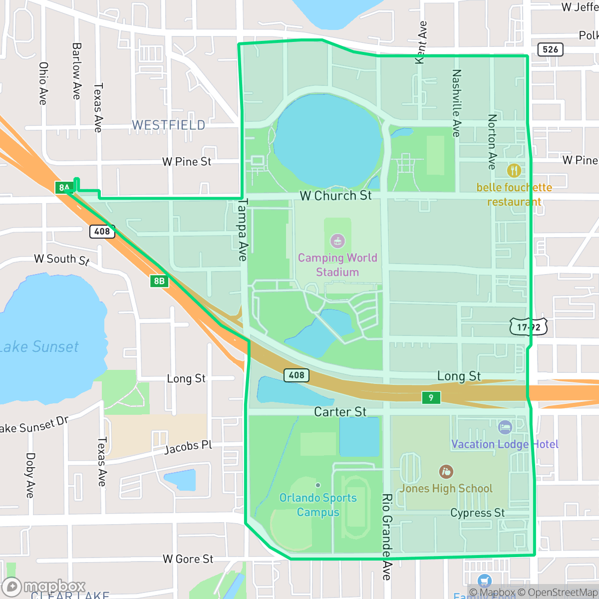 Map showing the location of Lorna Doone, Orlando, FL