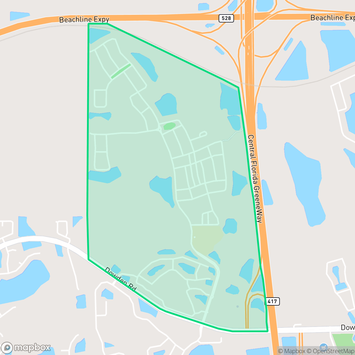 Map showing the location of Randal Park, Orlando, FL