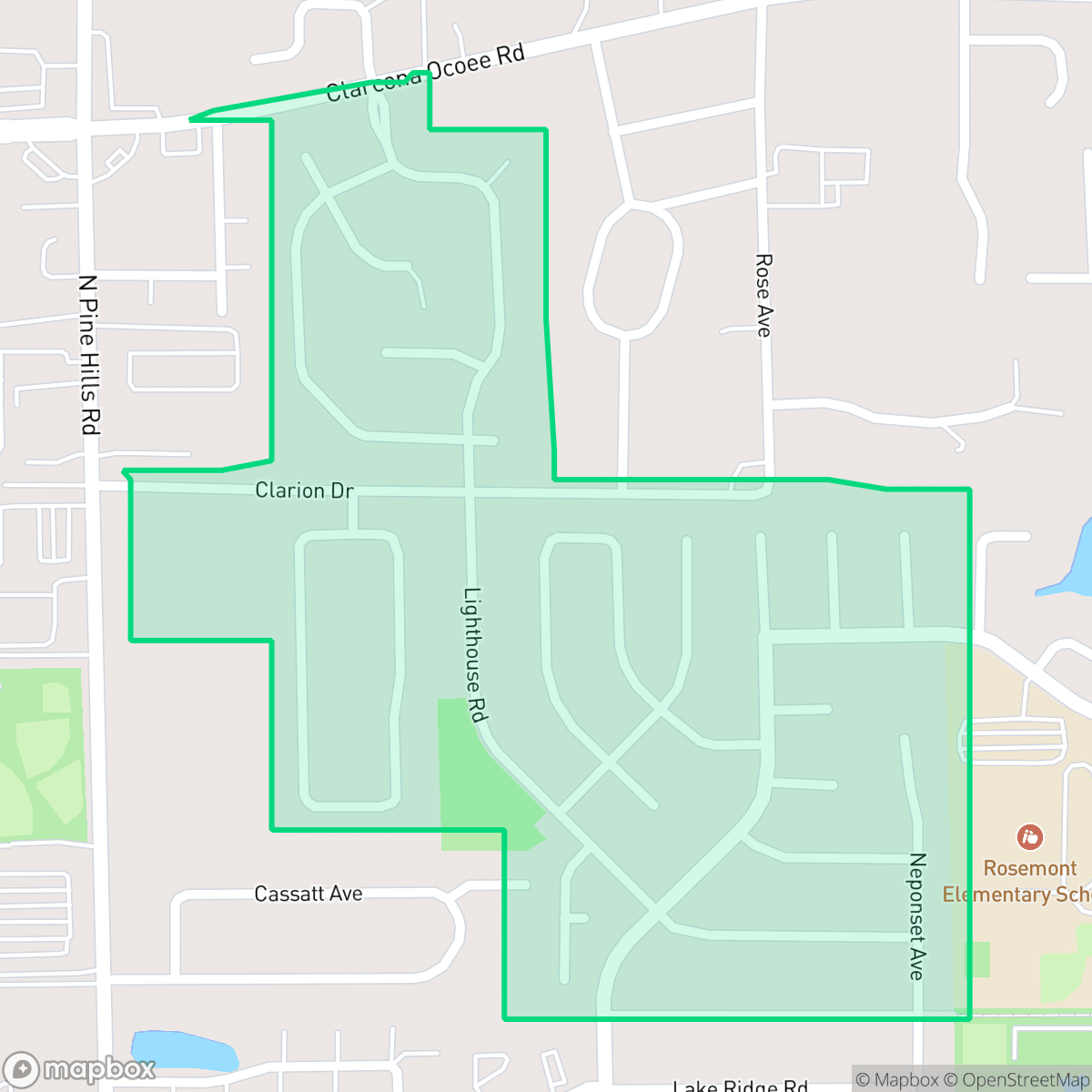 Map showing the location of Rosemont North, Orlando, FL