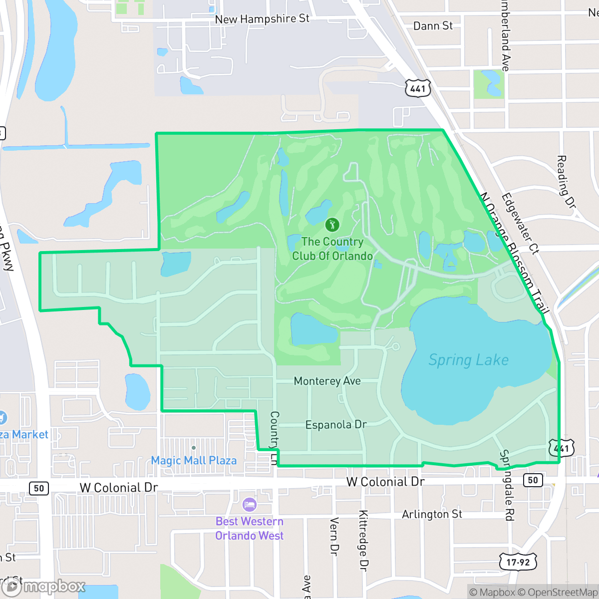 Map showing the location of Spring Lake, Orlando, FL