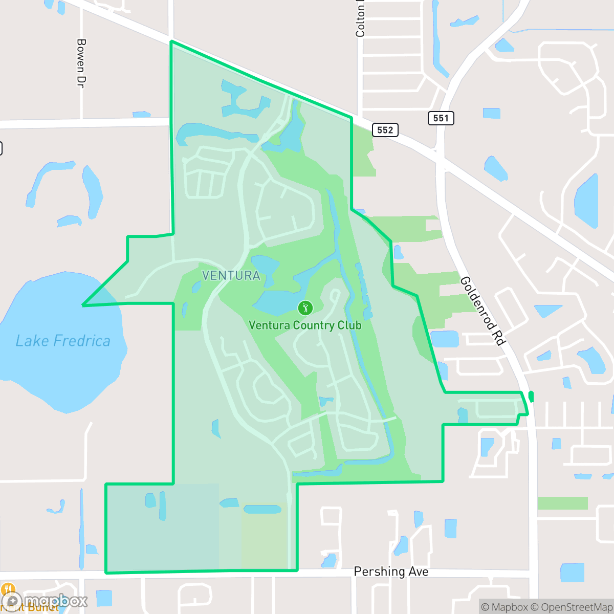 Map showing the location of Ventura, Orlando, FL