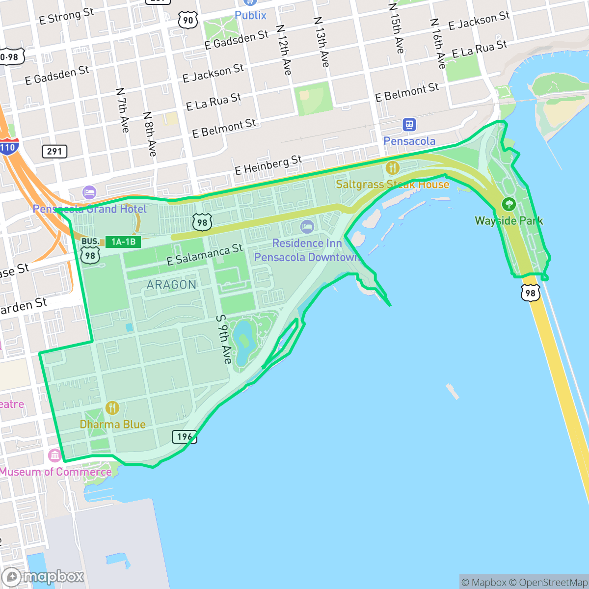 Map showing the location of Baymarc, Pensacola, FL