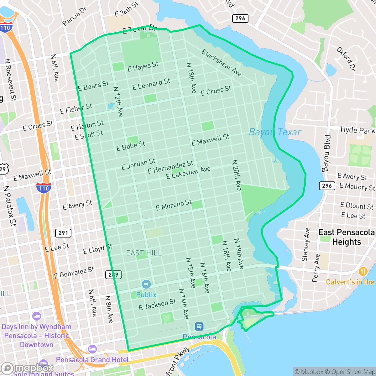 Map showing the location of Goulding, Pensacola, FL