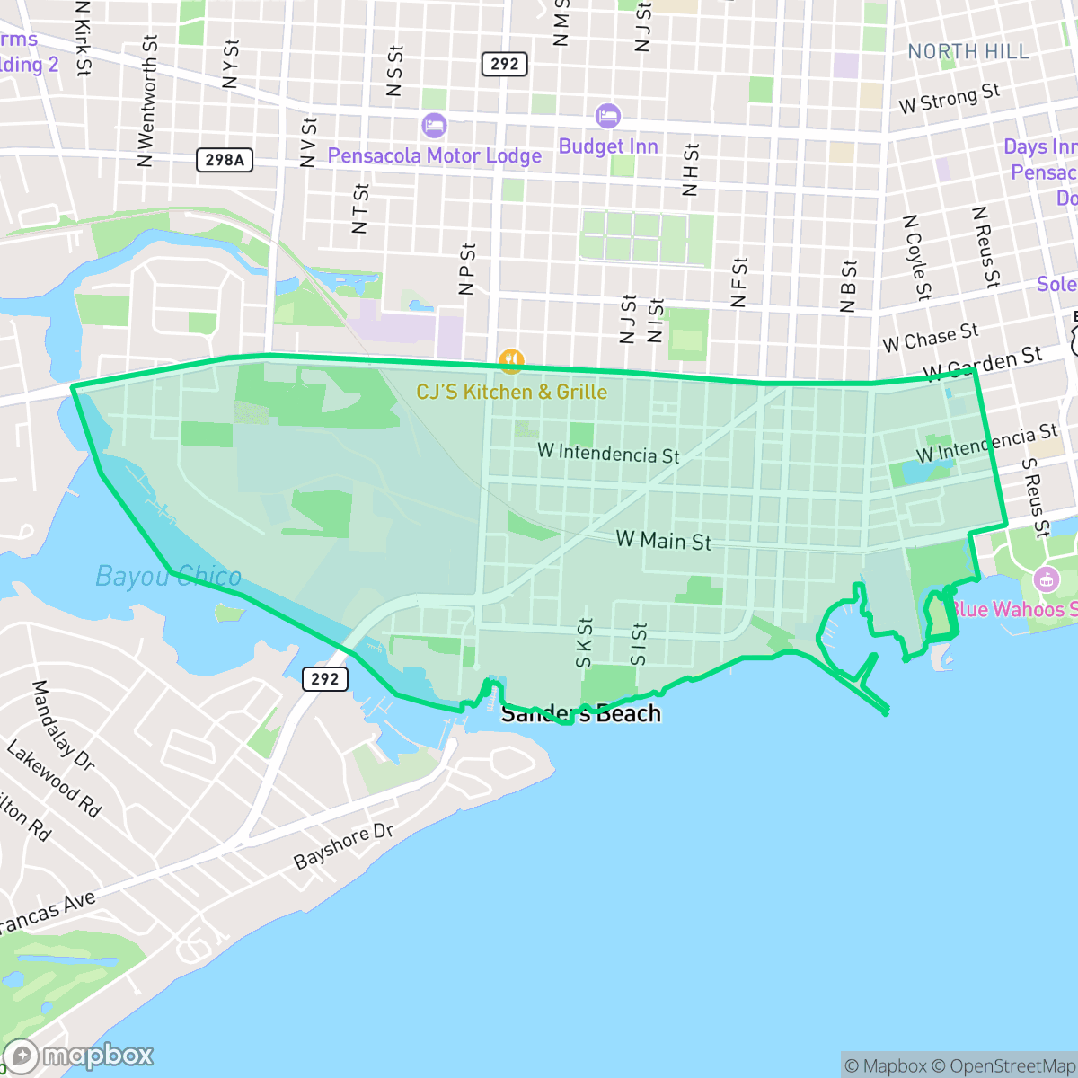 Map showing the location of Renz-anna Villa, Pensacola, FL