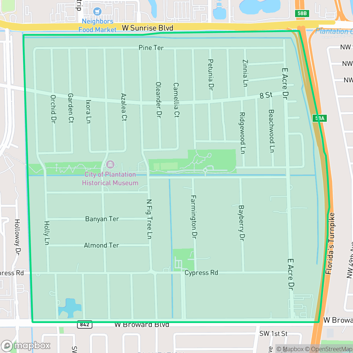 Map showing the location of Plantation Gardens, Plantation, FL