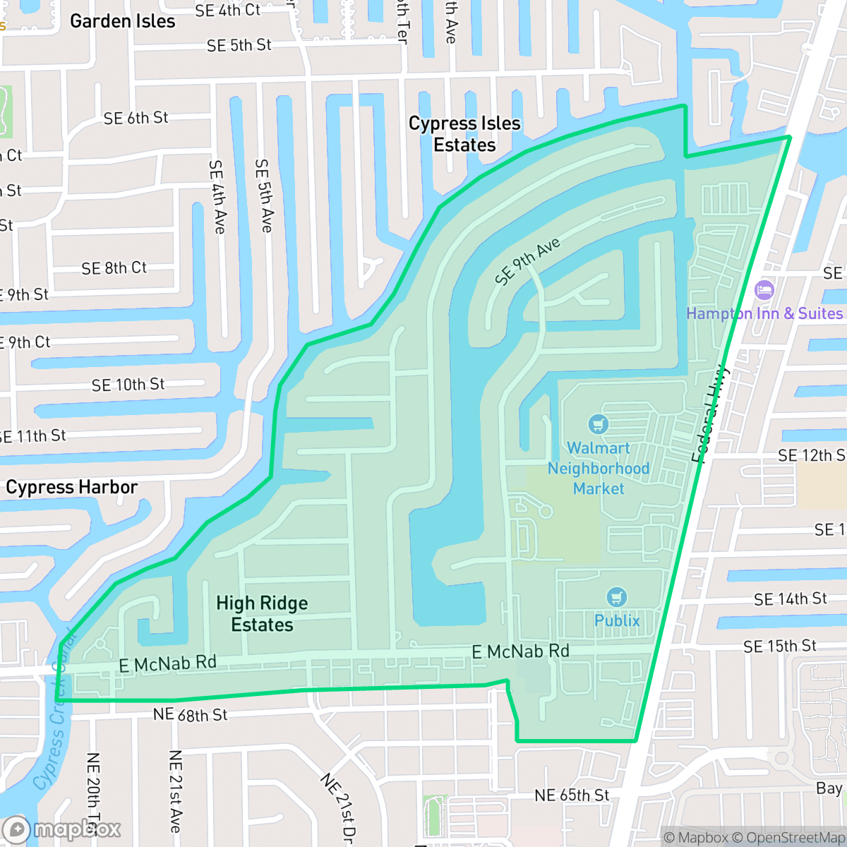 Map showing the location of Cypress Lakes, Pompano Beach, FL