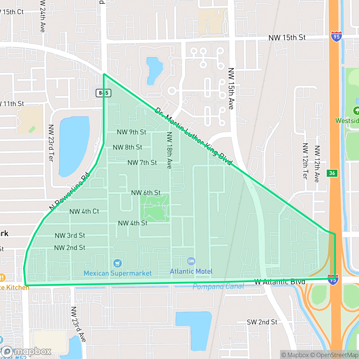 Map showing the location of Old Collier, Pompano Beach, FL