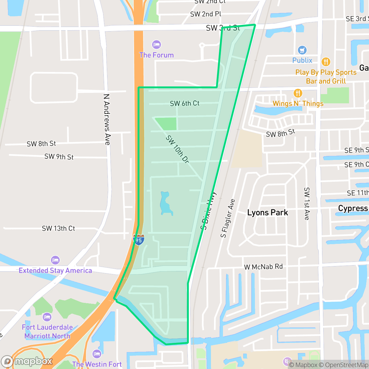 Map showing the location of South Dixie, Pompano Beach, FL