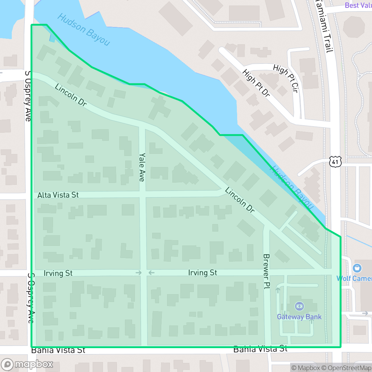 Map showing the location of Avondale, Sarasota, FL