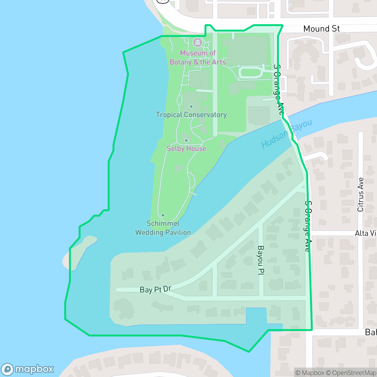 Map showing the location of Baypoint Park, Sarasota, FL