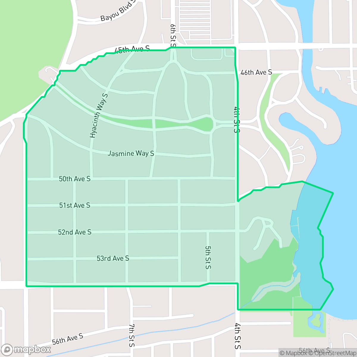 Map showing the location of Bayou Highlands, St. Petersburg, FL