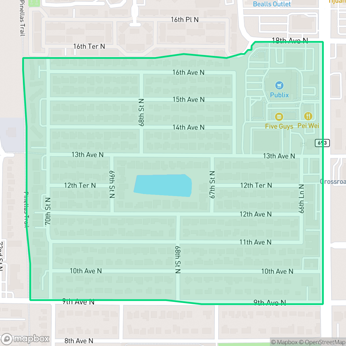 Map showing the location of Crossroads Area, St. Petersburg, FL