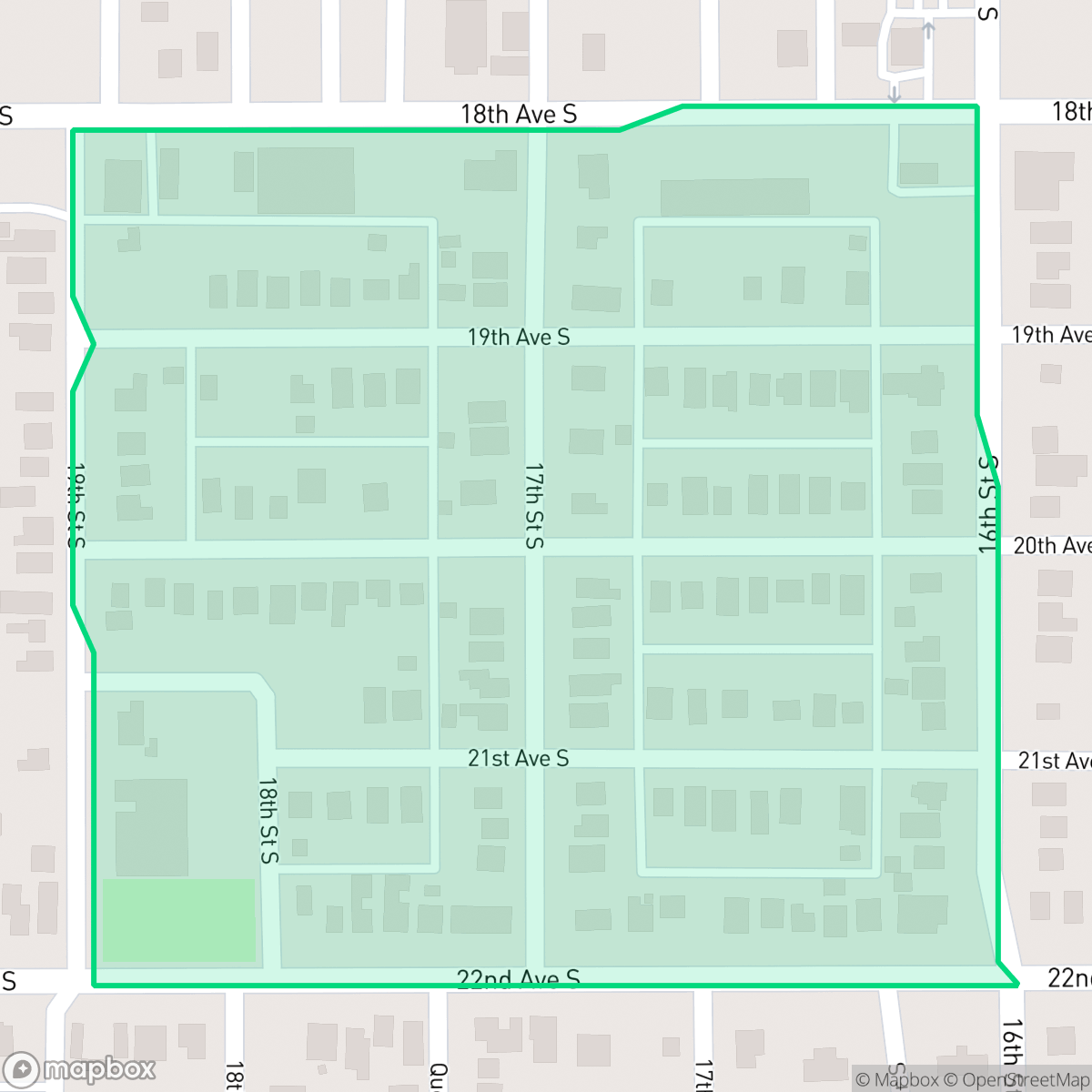 Map showing the location of Fruitland Heights, St. Petersburg, FL