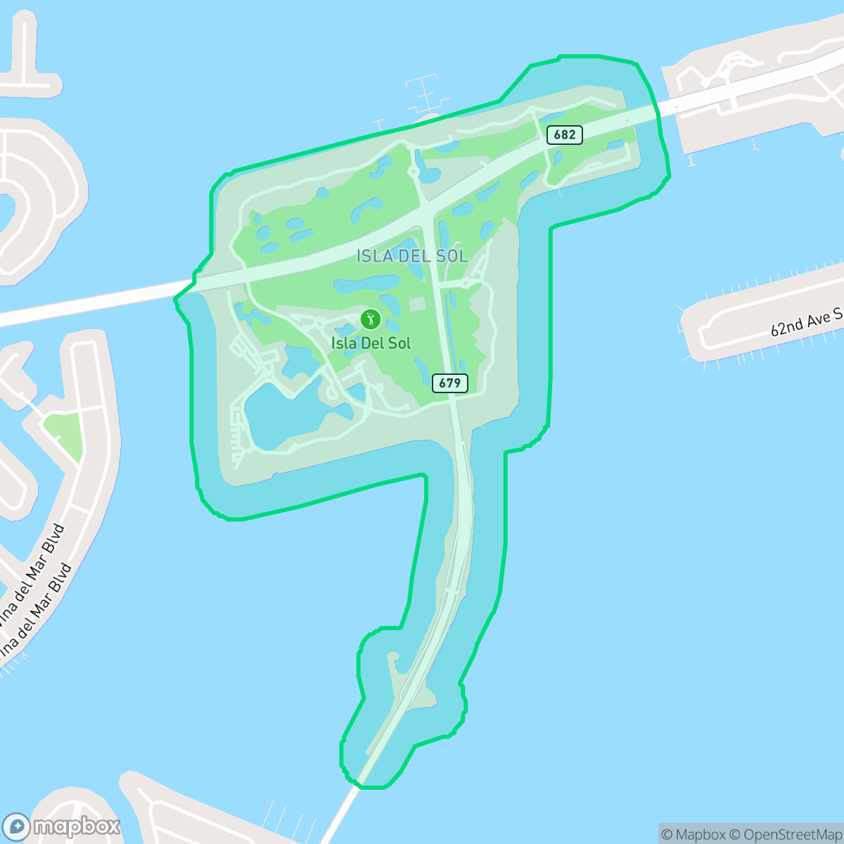 Map showing the location of Isla Del Sol, St. Petersburg, FL