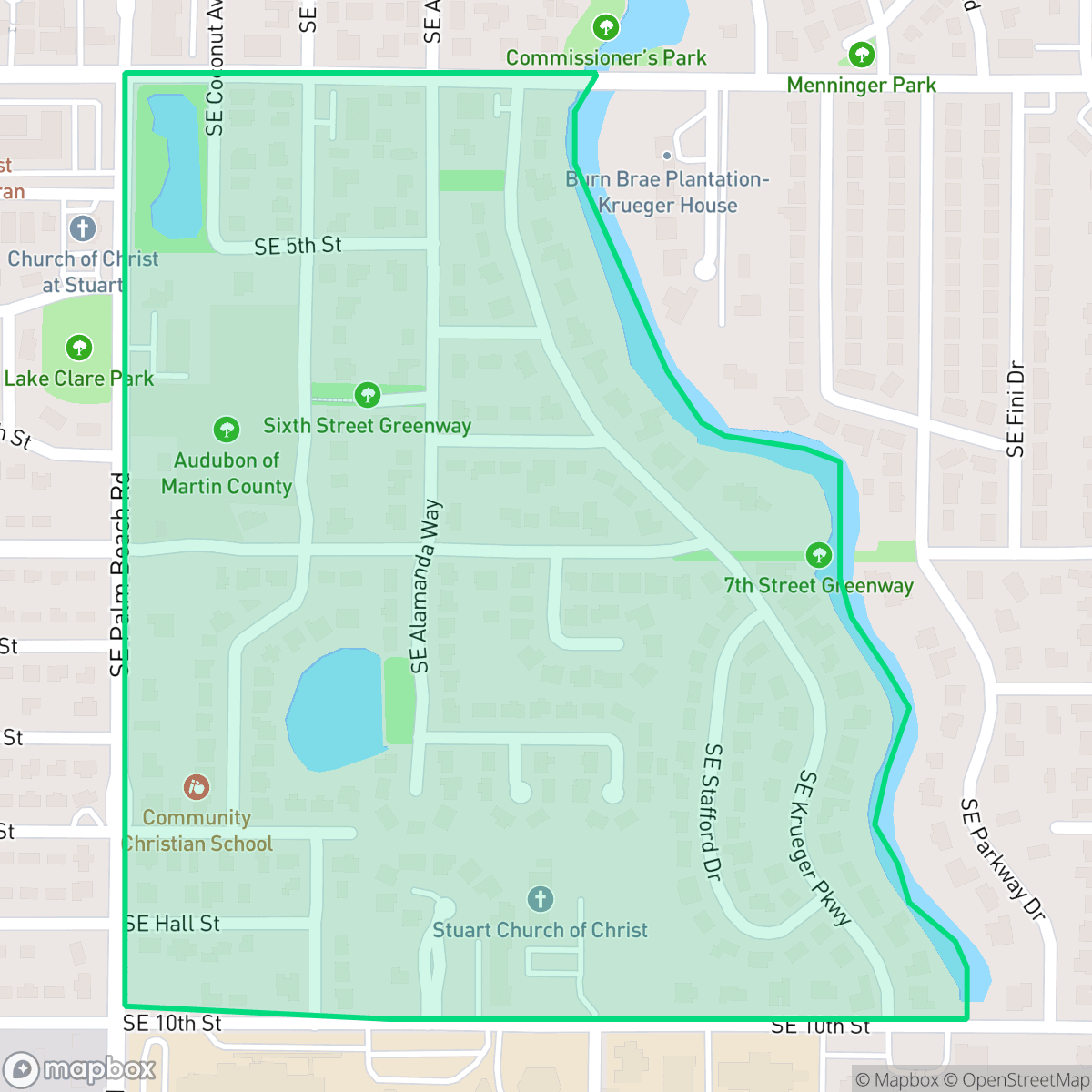 Map showing the location of Krueger West, Stuart, FL