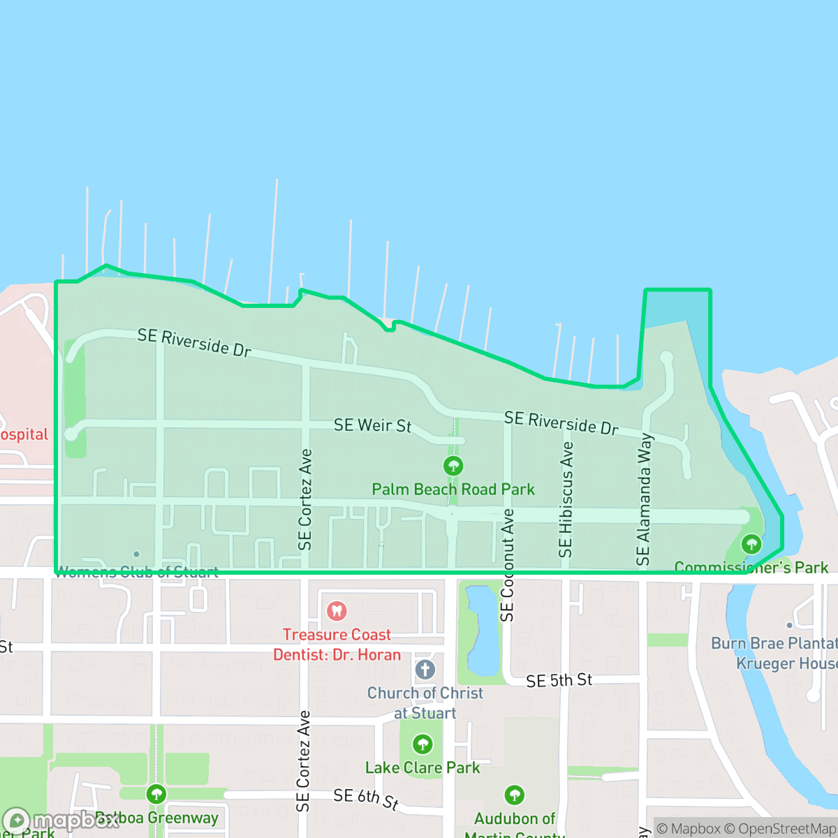 Map showing the location of West Riverside, Stuart, FL