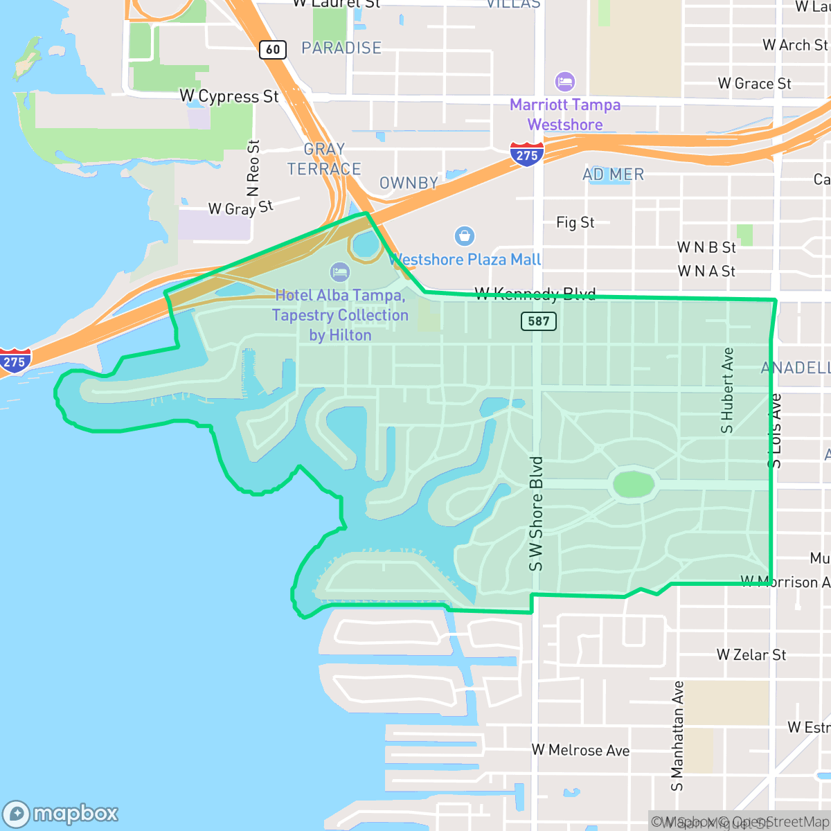 Map showing the location of Beach Park, Tampa, FL