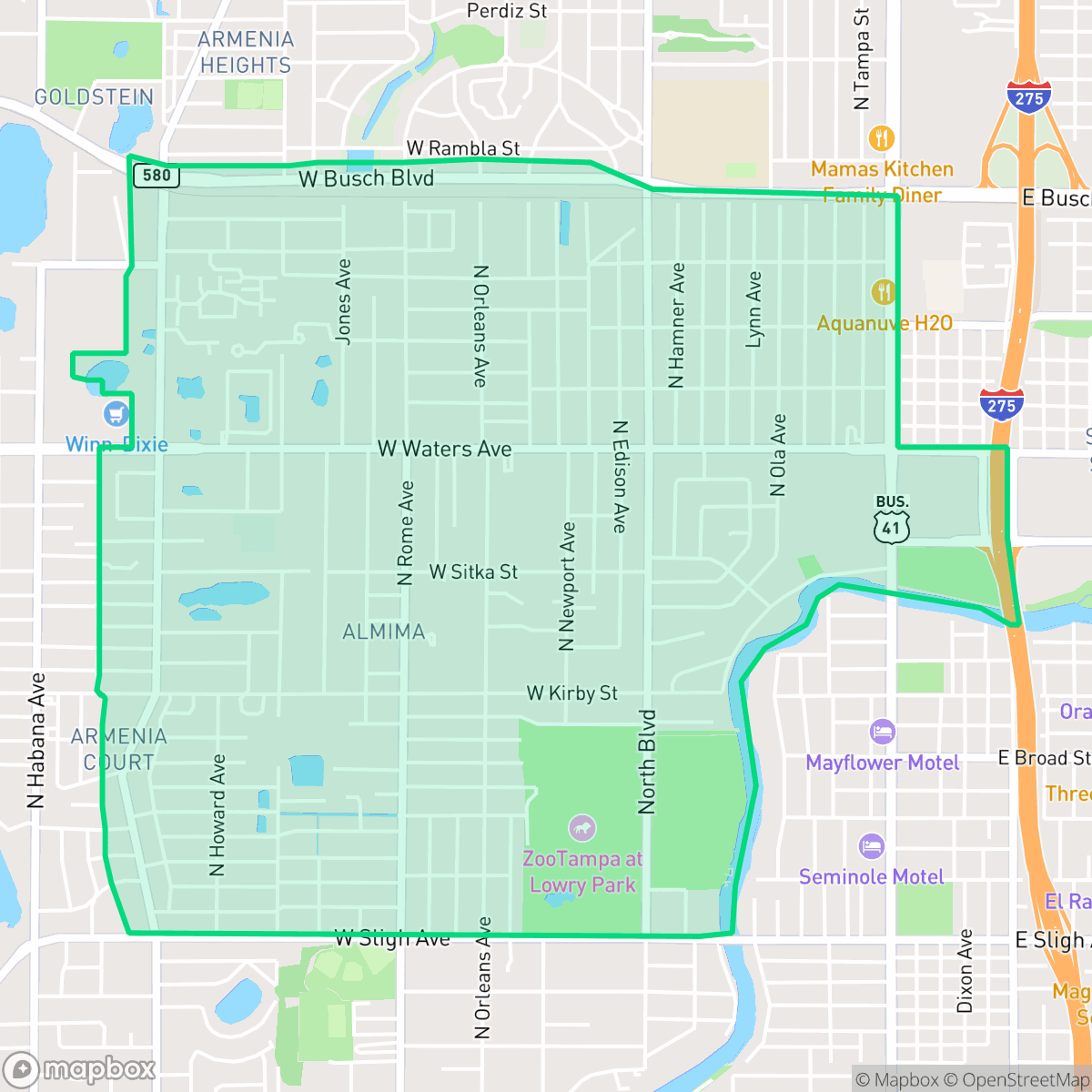 Map showing the location of Lowry Park Central, Tampa, FL
