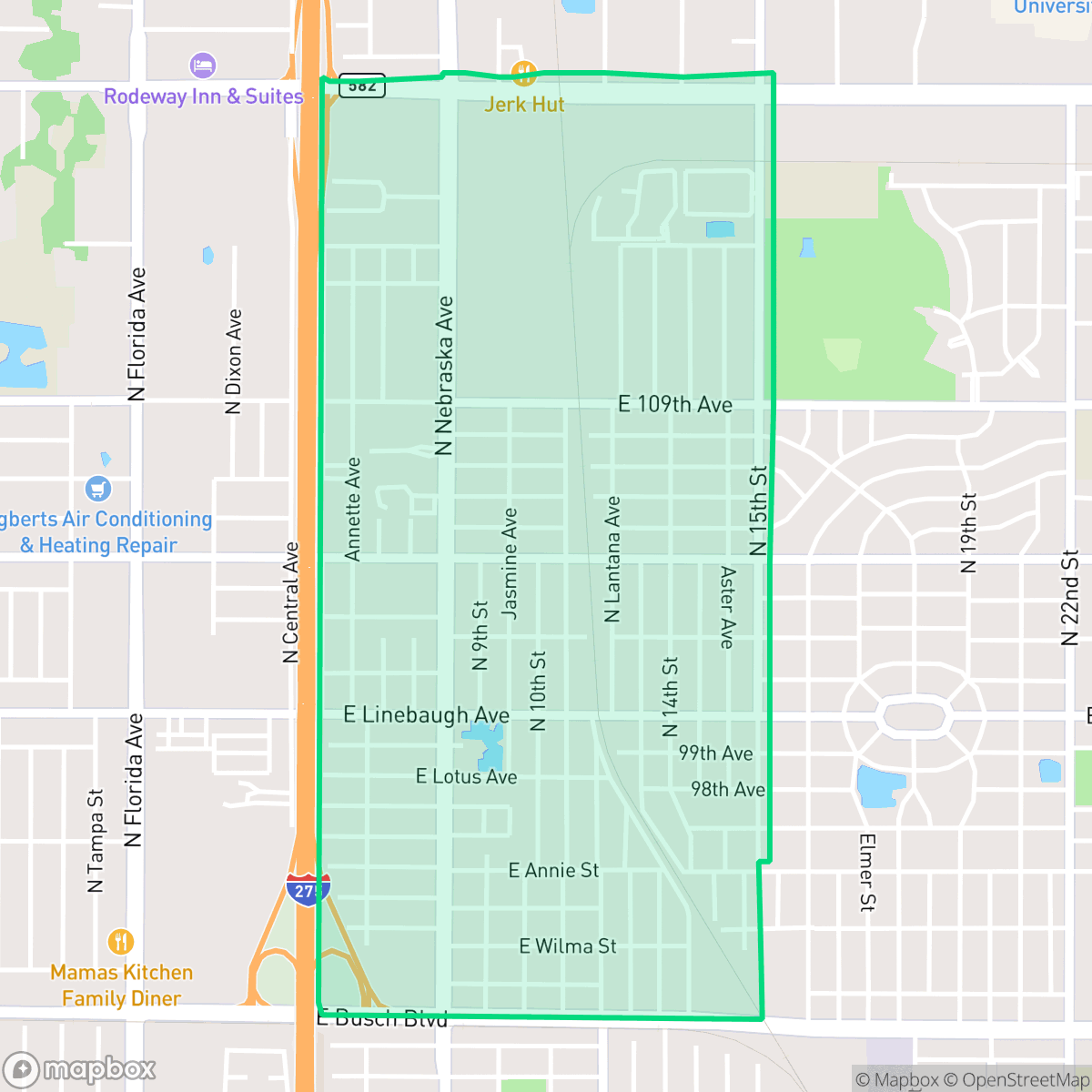Map showing the location of North Tampa, Tampa, FL