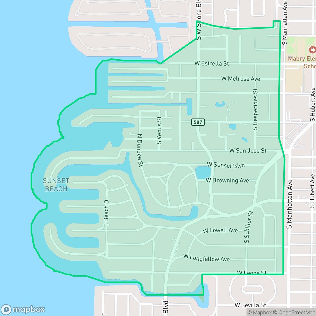 Map showing the location of Sunset Park, Tampa, FL