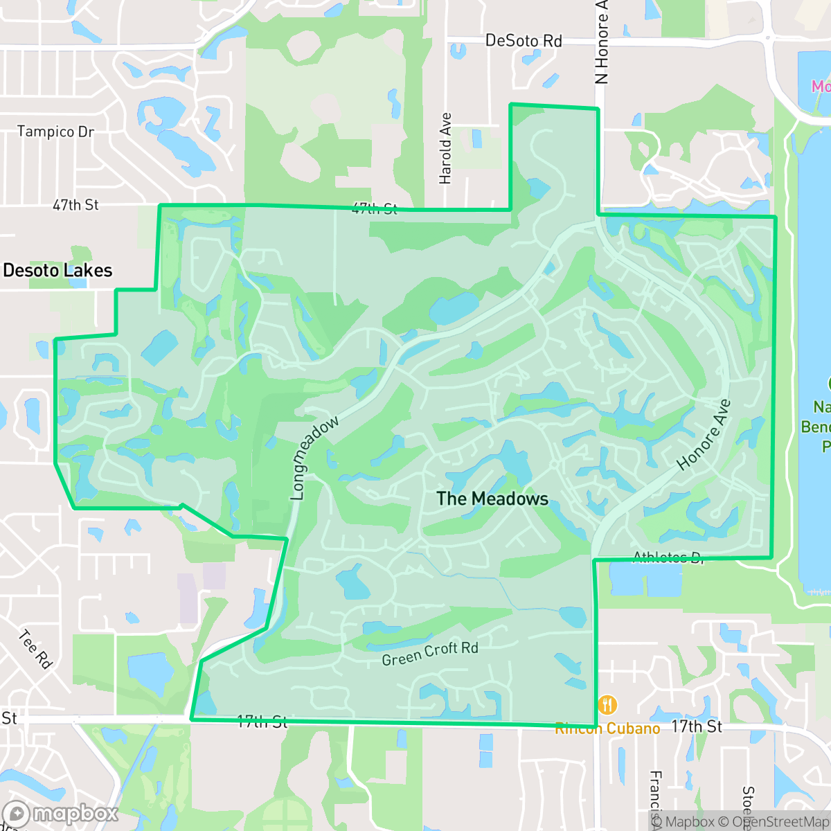 Map showing the location of The Meadows, FL — coverage area