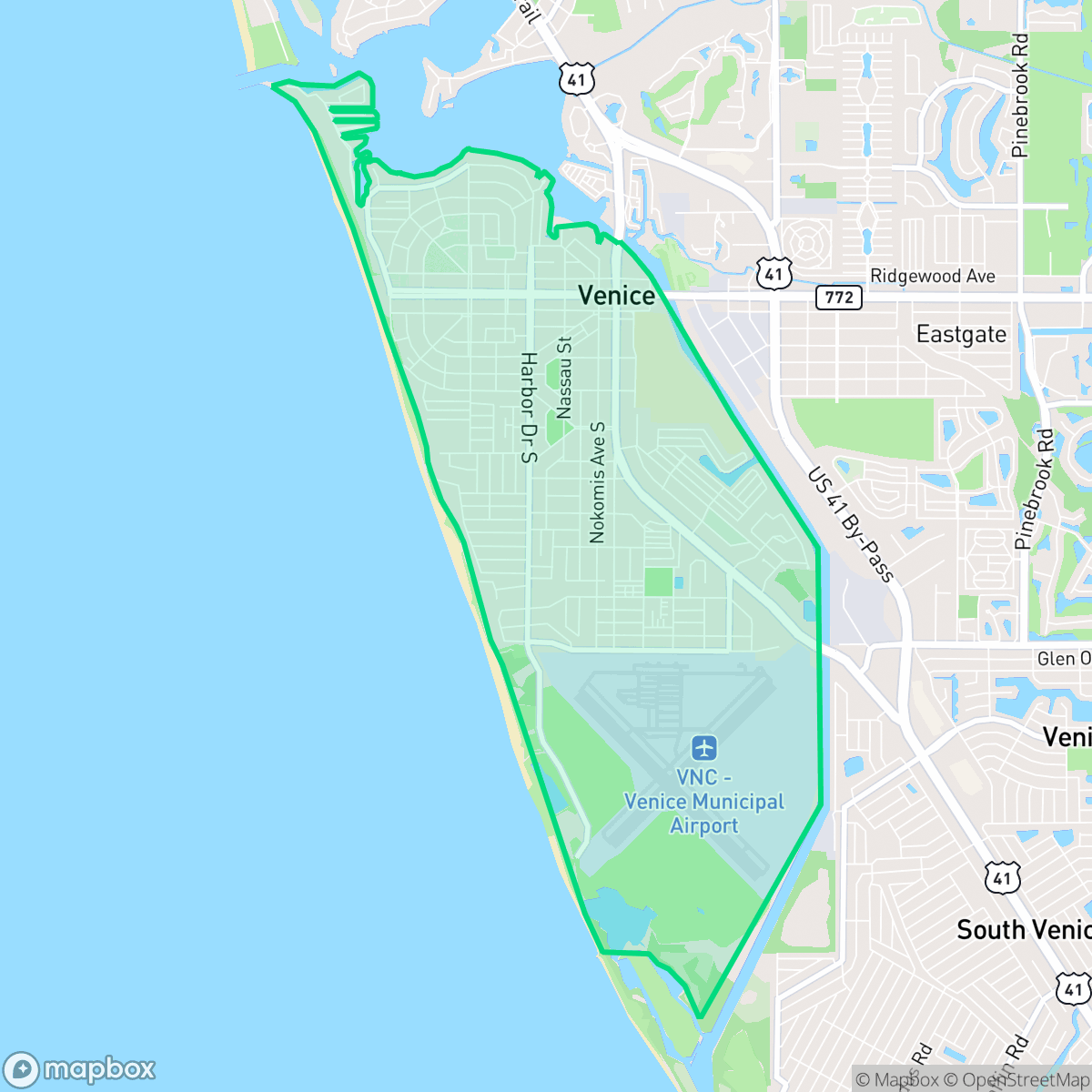 Map showing the location of The Island, Venice, FL