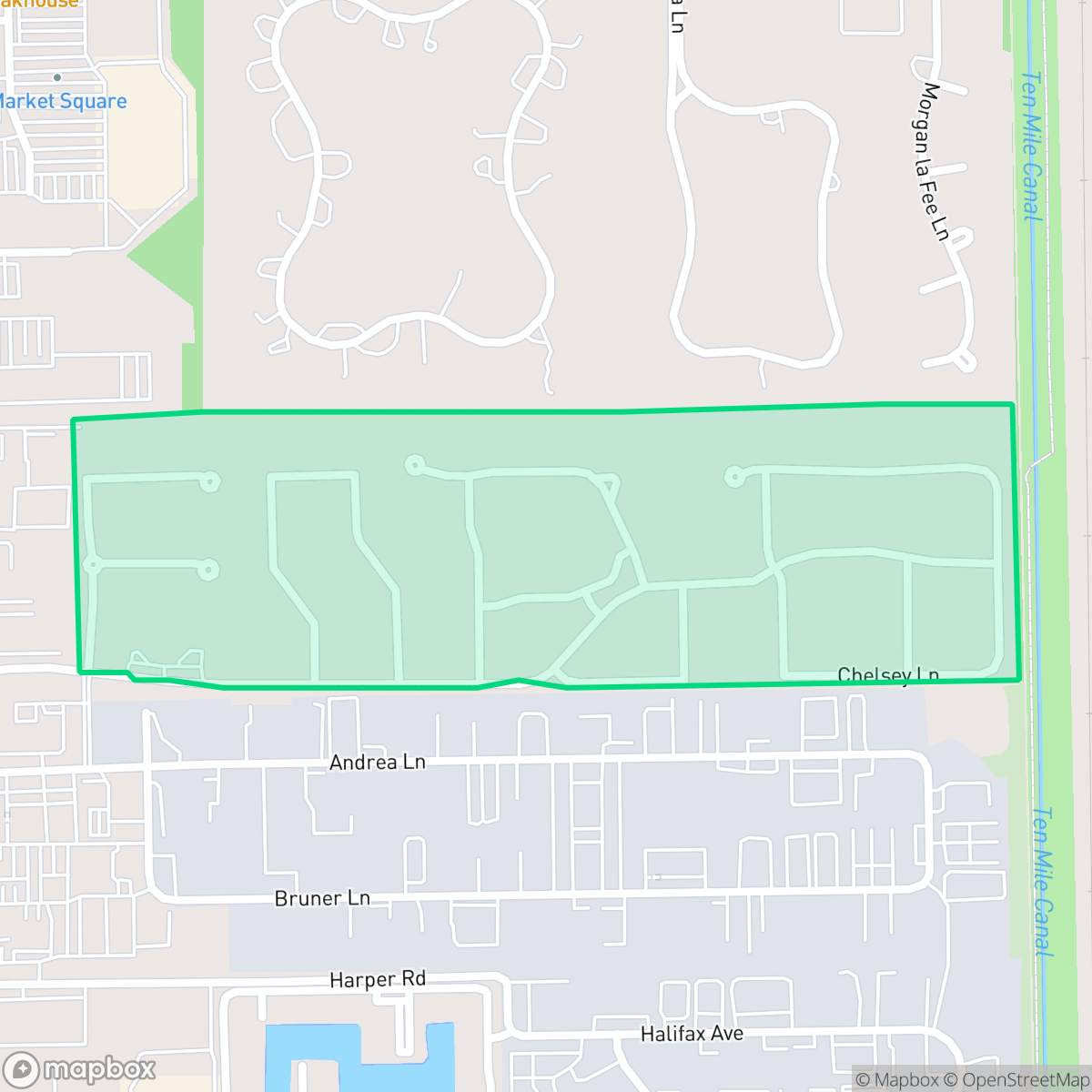 Map showing the location of Bell Tower Park, Villas, FL