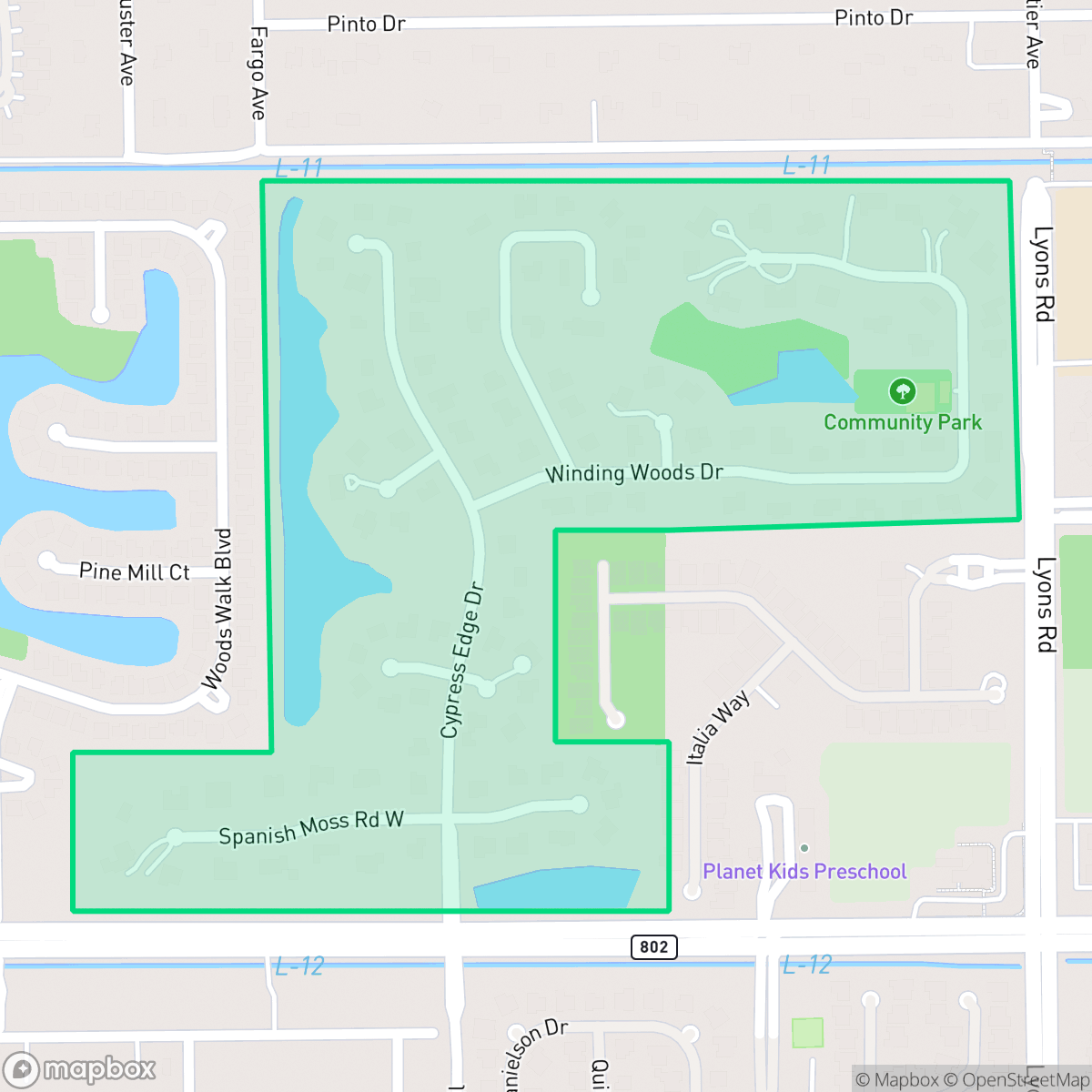 Map showing the location of Cypress Trails, Wellington, FL