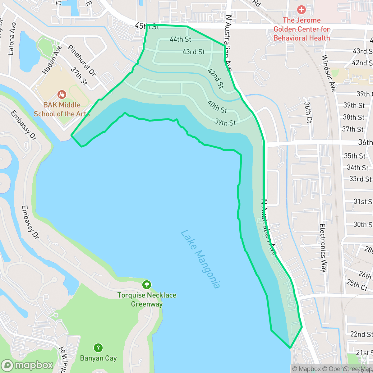 Map showing the location of North Shore, West Palm Beach, FL