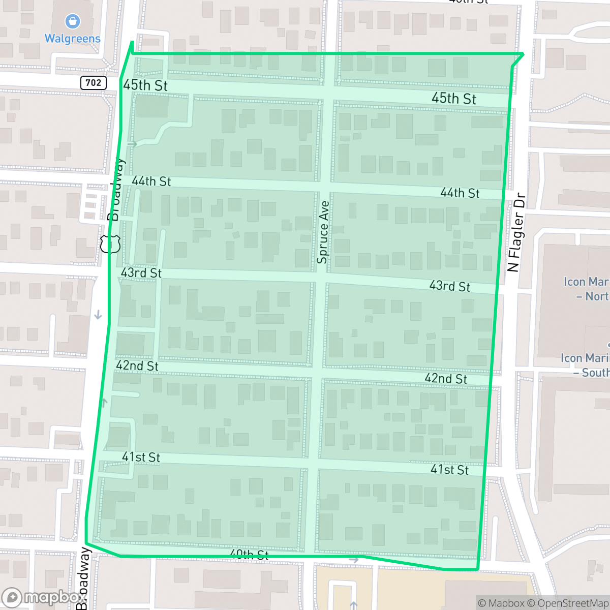 Map showing the location of Northwood Gardens, West Palm Beach, FL