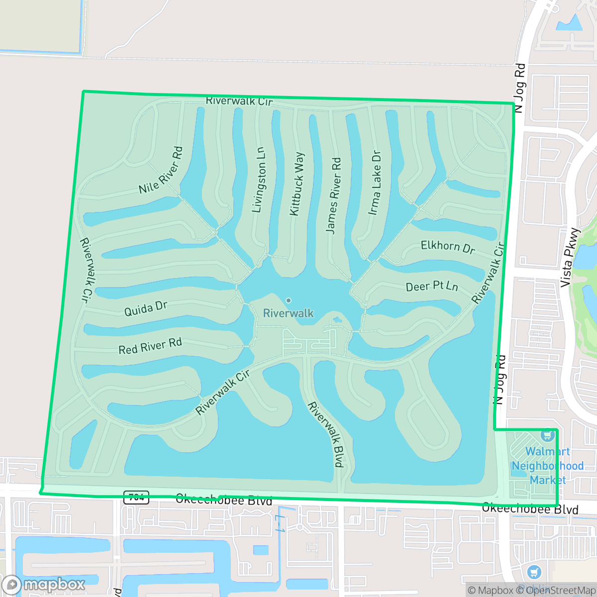 Map showing the location of River Walk, West Palm Beach, FL