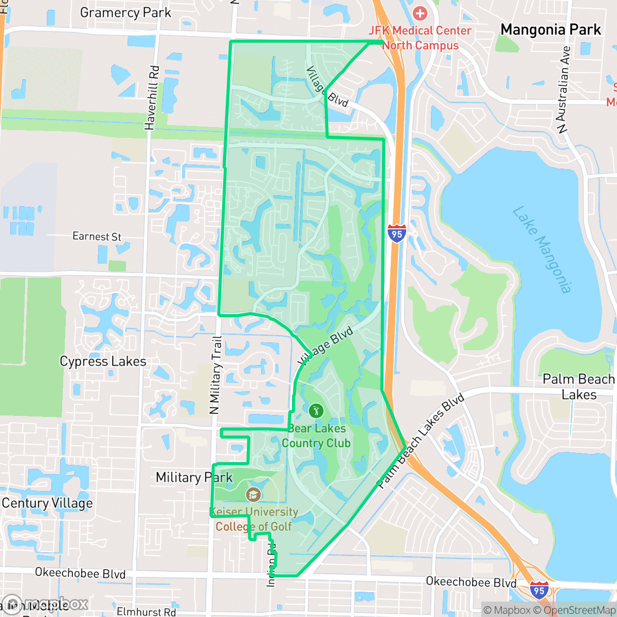 Map showing the location of Villages of Palm Beach Lakes, West Palm Beach, FL