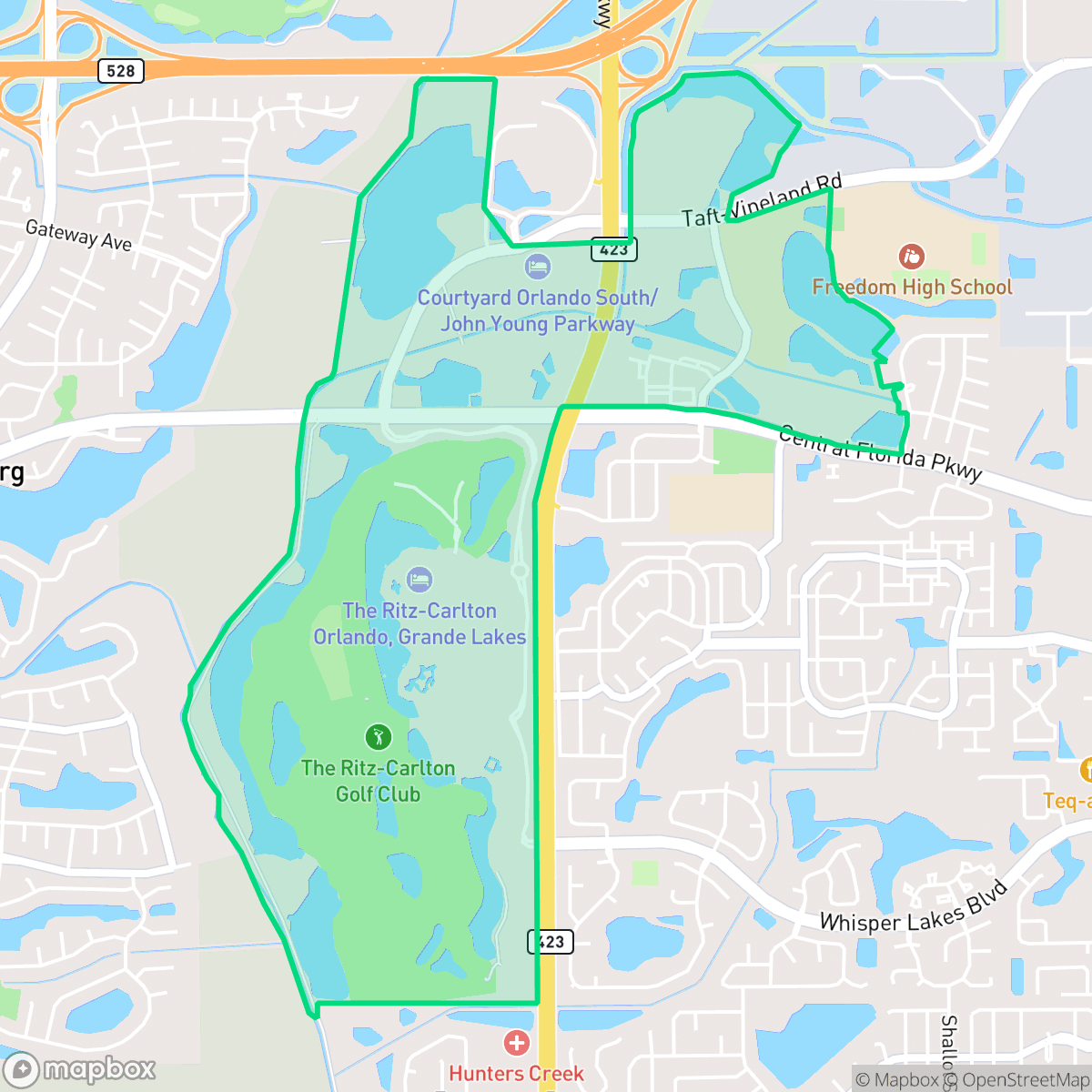 Map showing the location of Grande Lakes, Williamsburg, FL