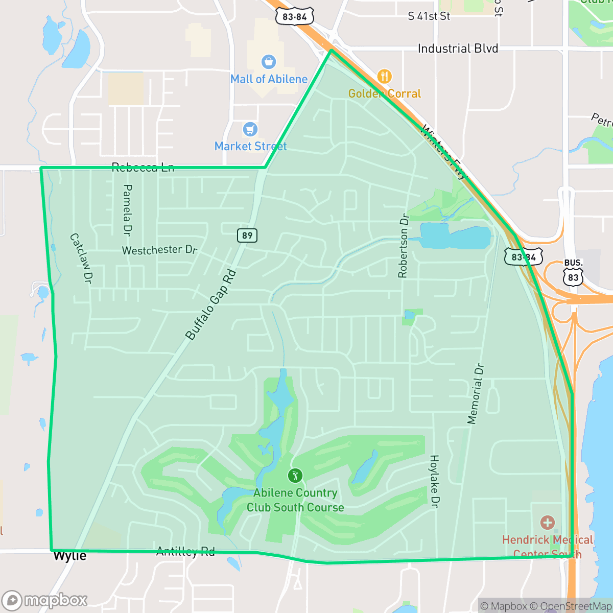 Map showing the location of Chimney Rock, Abilene, TX