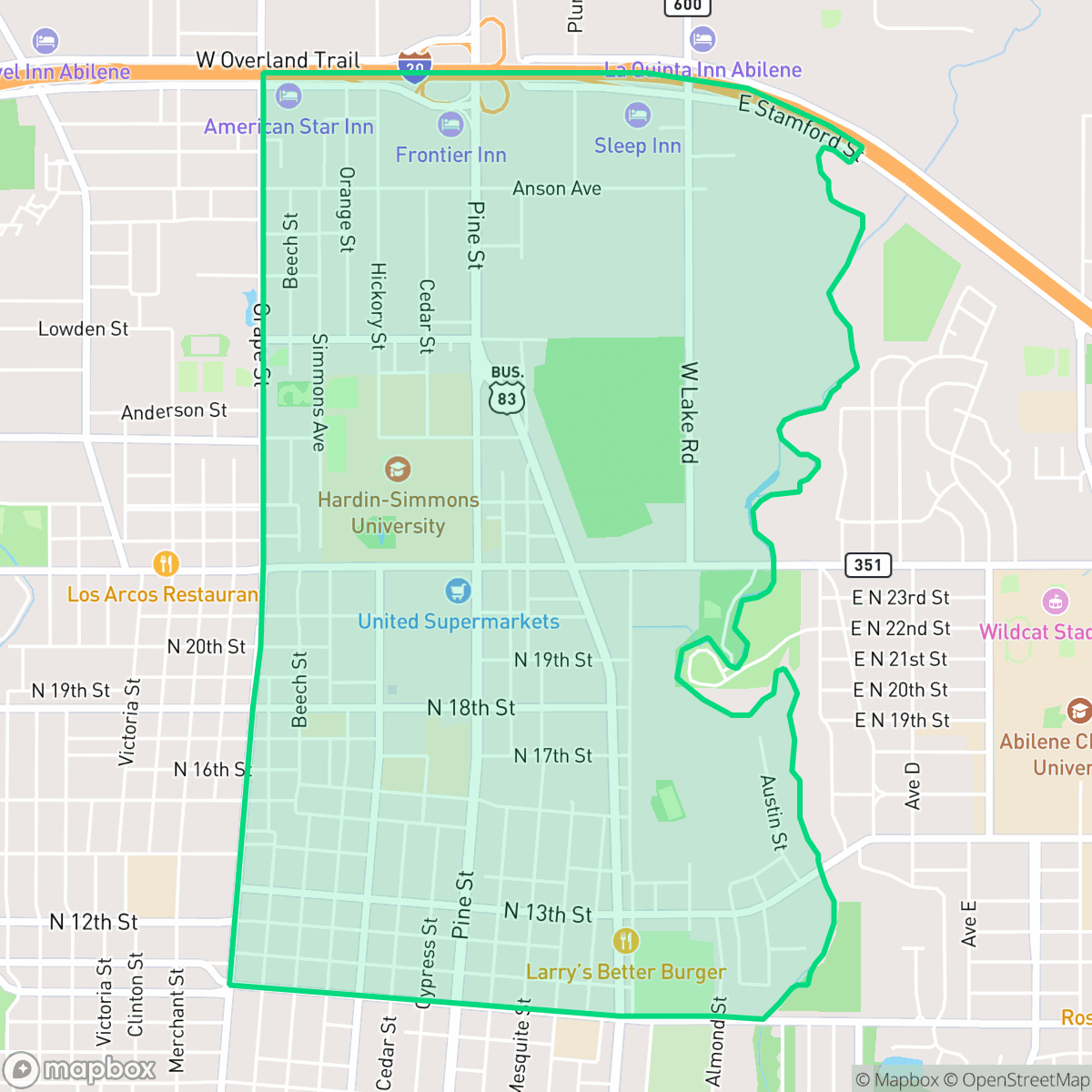 Map showing the location of North College, Abilene, TX