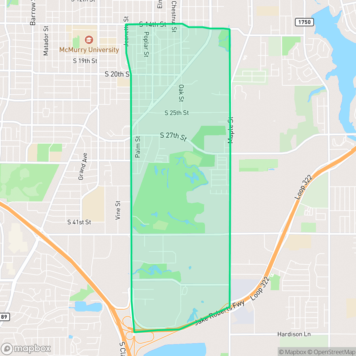 Map showing the location of South Treadaway, Abilene, TX