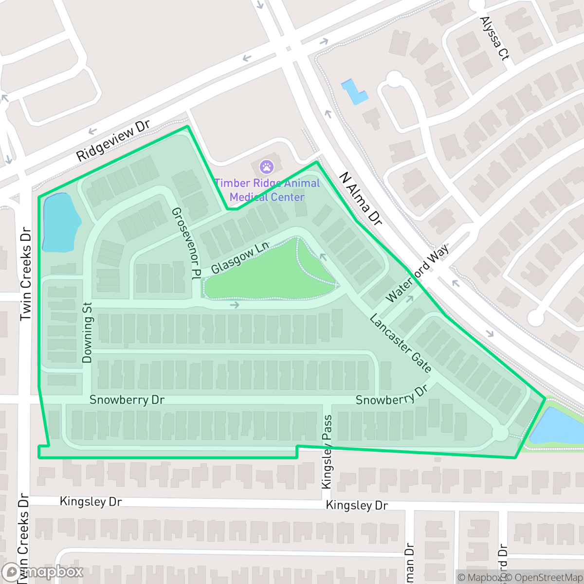 Map showing the location of Avondale, Allen, TX