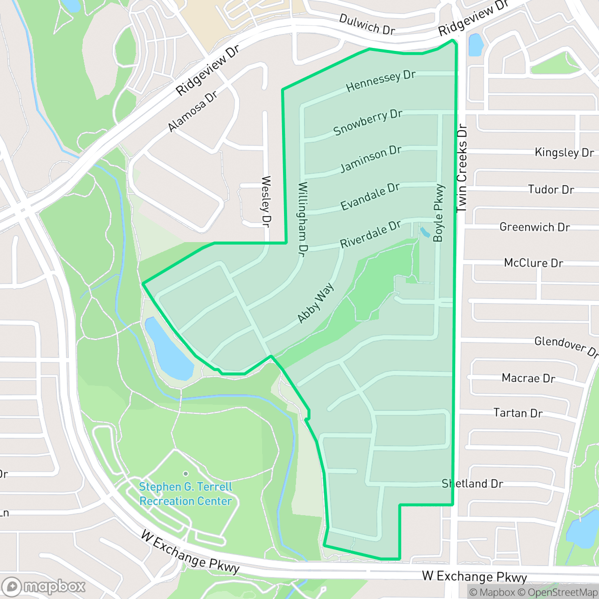 Map showing the location of Cumberland Crossing, Allen, TX