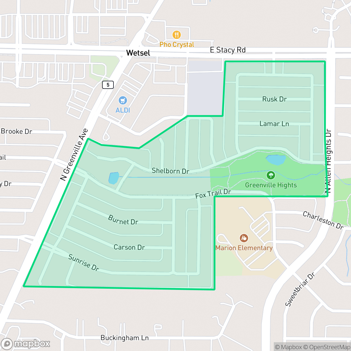 Map showing the location of Silhouette, Allen, TX
