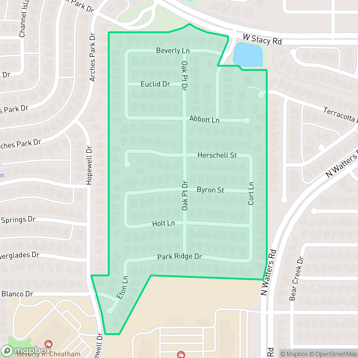 Map showing the location of The Landings, Allen, TX