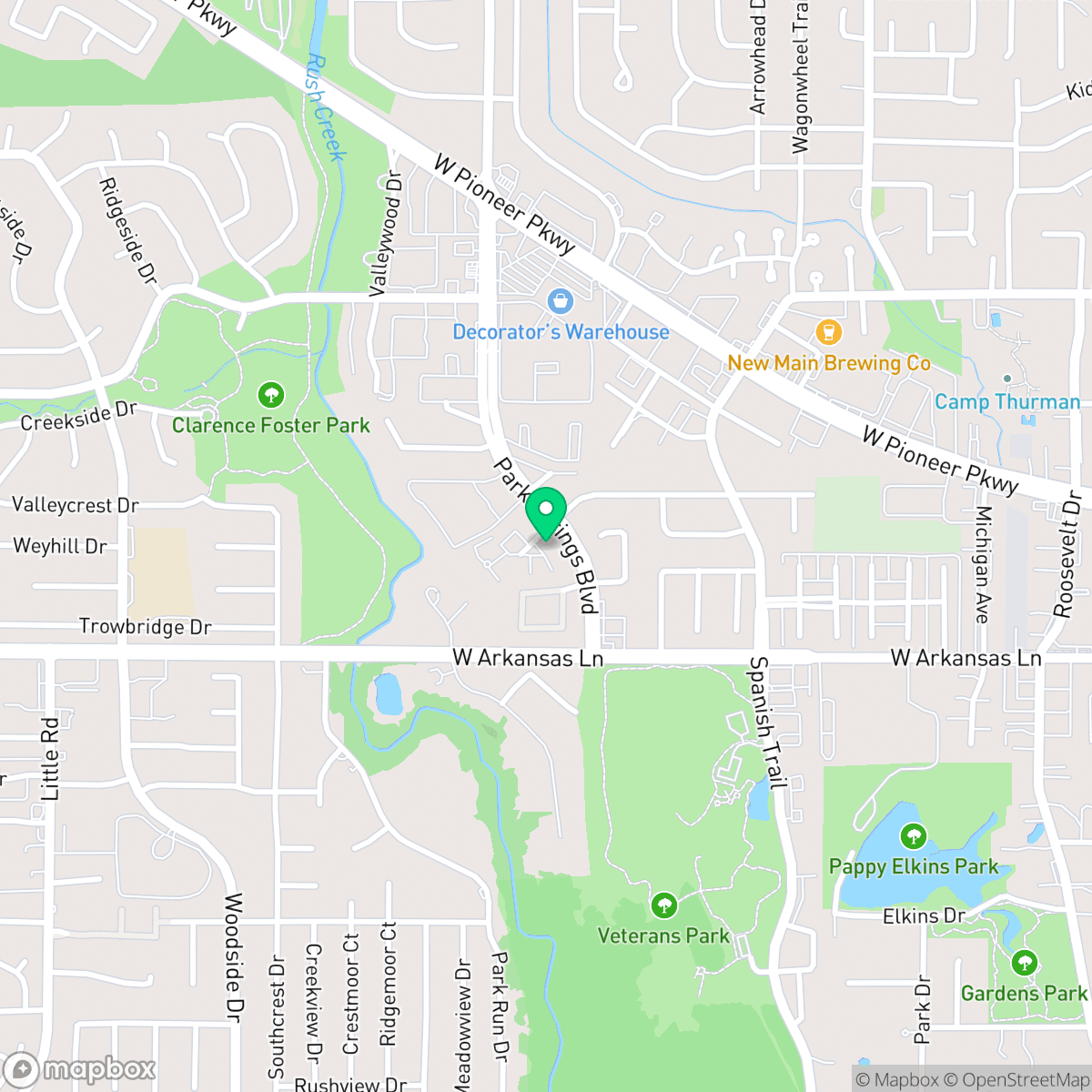Map showing the location of West, Arlington, TX