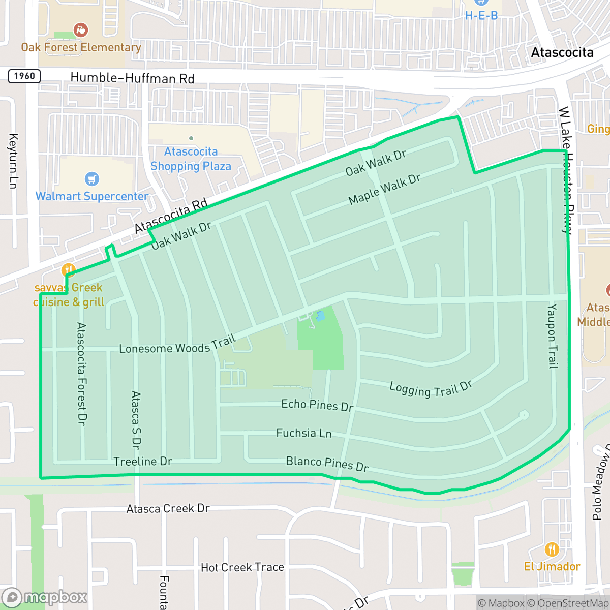Map showing the location of Atascocita South, Atascocita, TX
