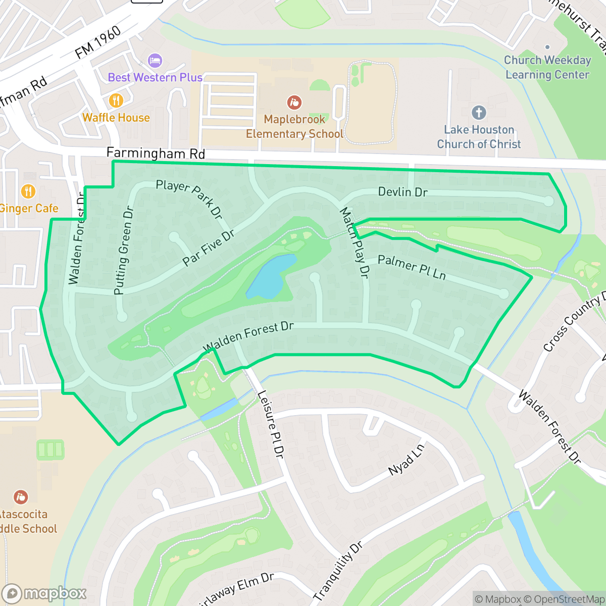 Map showing the location of Golfers Village, Atascocita, TX