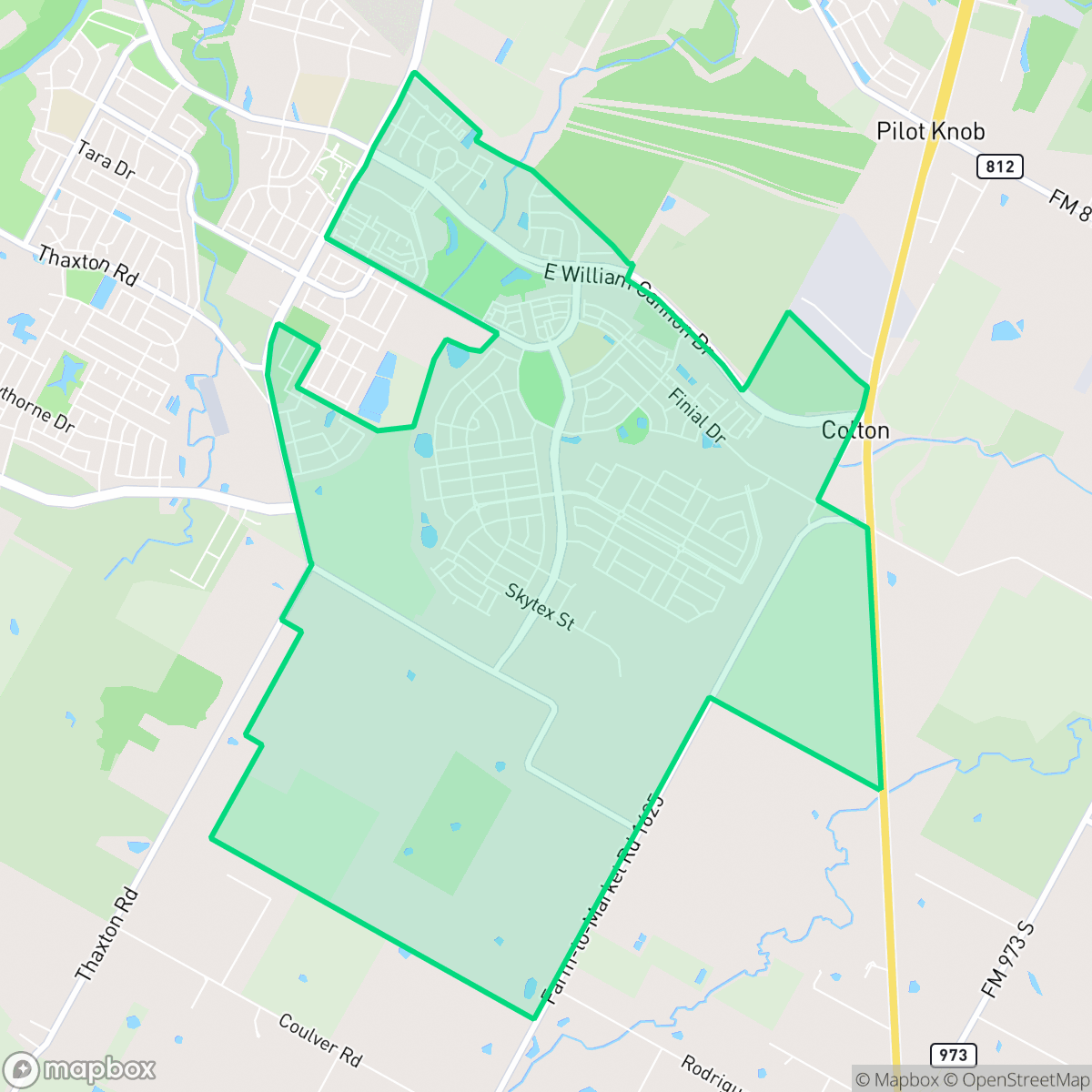 Map showing the location of Easton Park, Austin, TX