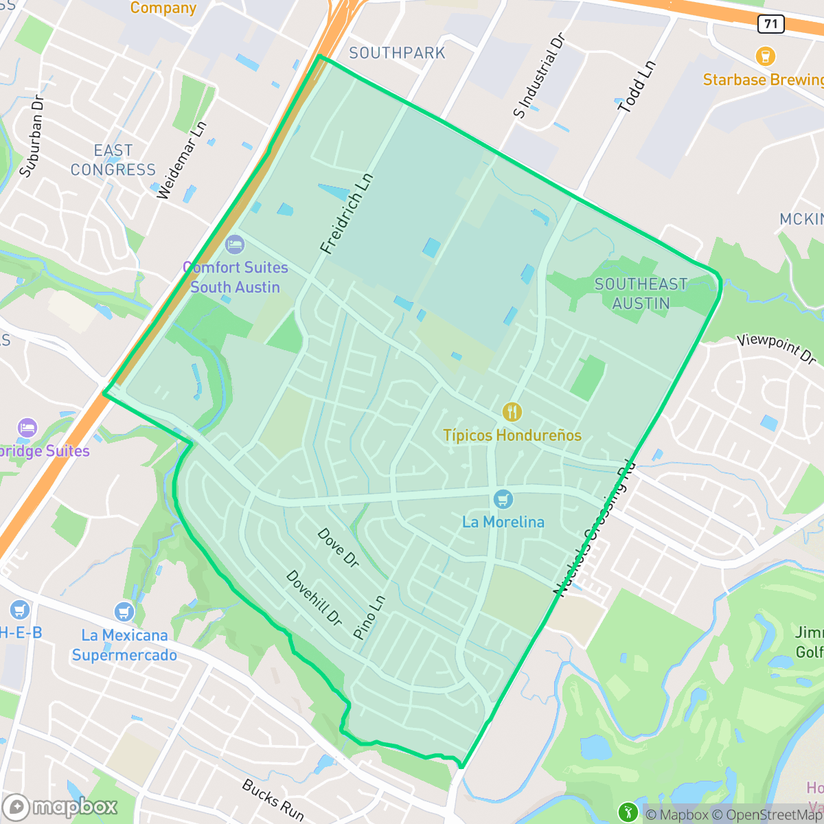 Map showing the location of Franklin Park, Austin, TX