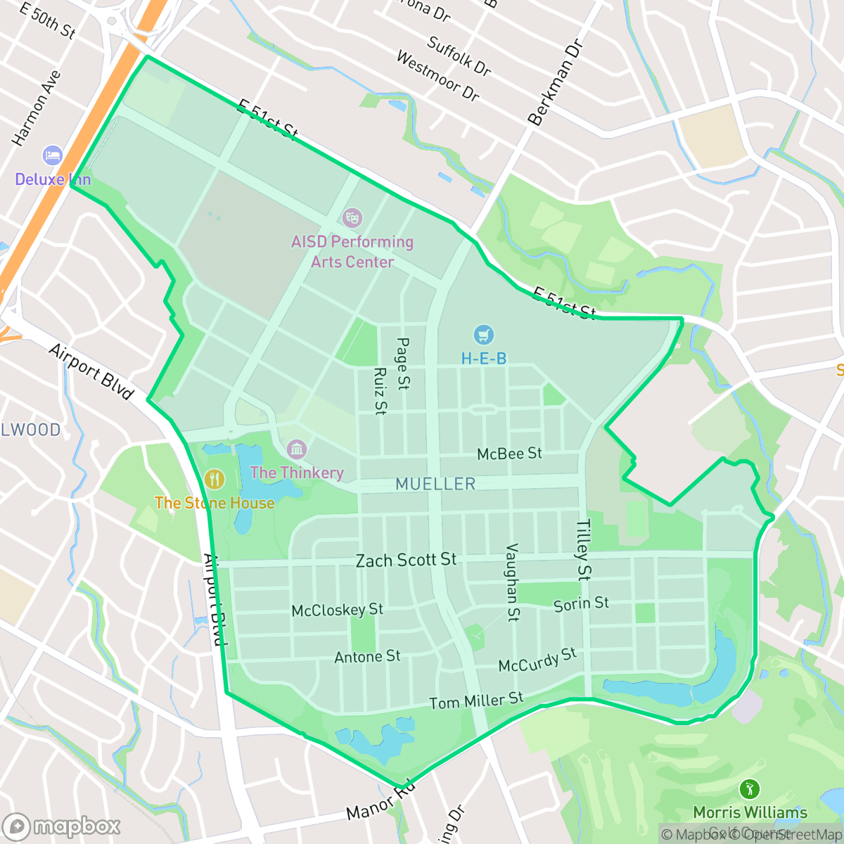 Map showing the location of RMMA, Austin, TX
